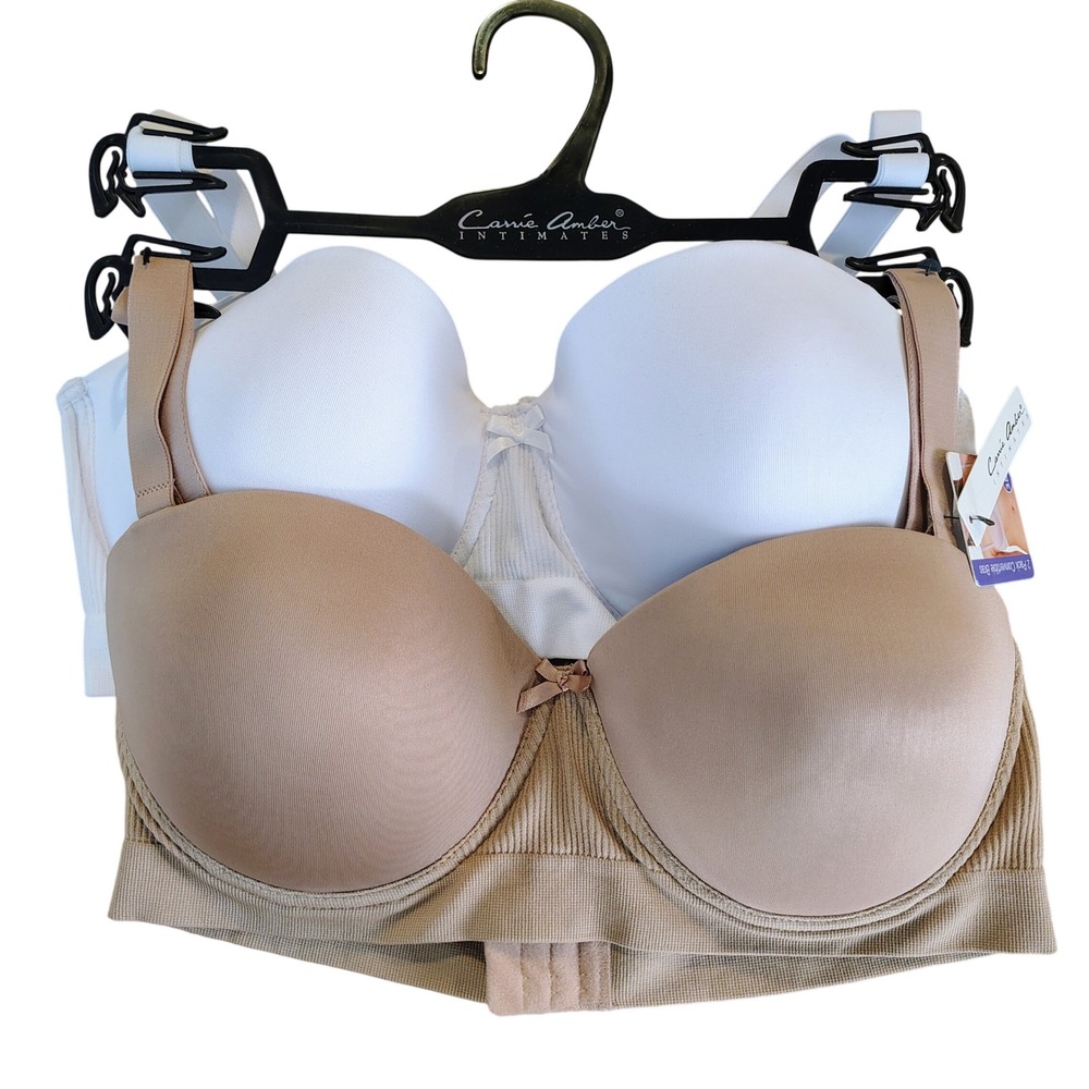Carrie Amber Intimates 2 Pack Convertible Bras Cafe‎ White 38D CA5140X-2PK